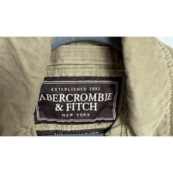 Abercrombie & Fitch Jacket Mens Medium Khaki Wakely Utility Button Up Preppy Y2K - Picture 4 of 11